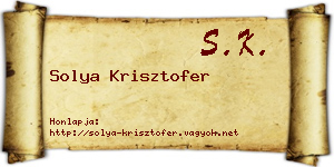 Solya Krisztofer névjegykártya